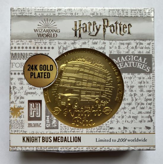 Harry Potter 24k Gold Plated Knight Bus Ltd Edition Medallion
